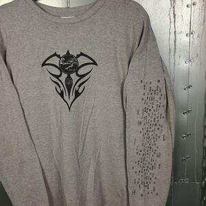 Vintage 90s Y2K Japanese Dragon Long Sleeve Shirt Large Wooden Dog Grunge Surf